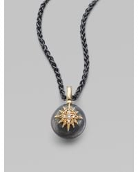 Mizuki | Black 14k Yellow Gold, Sterling Silver & Diamond Ball Necklace | Lyst