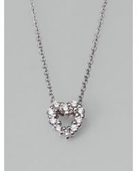 Roberto Coin | Diamond & 18k White Gold Open Heart Necklace | Lyst