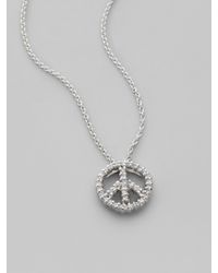 Roberto Coin | Diamond & 18k White Gold Peace Symbol Necklace | Lyst