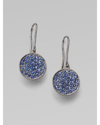 Sydney Evan | Blue Sapphire & 14k White Gold Disc Earrings | Lyst