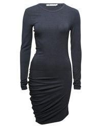 T By Alexander Wang | Blue Ruched Long Sleeve Dress | Lyst