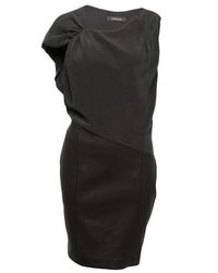 Thakoon | Black Silk & Leather Drape Dress | Lyst