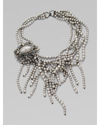 Alexis Bittar | Metallic Shell-pearl Fringe Bib Necklace | Lyst