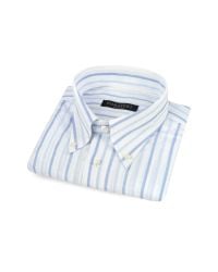 FORZIERI - Blue Striped Button Down Short Sleeve Cotton Dress Shirt for Men - Lyst
