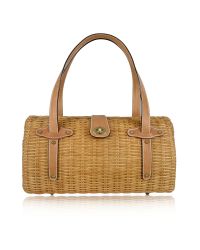 FORZIERI - Capaf Line Light Brown Wicker and Leather Barrel Bag - Lyst