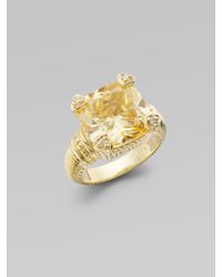 Judith Ripka | Metallic Canary Crystal Gold Cushion Ring | Lyst