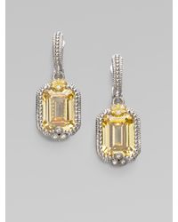 Judith Ripka | Metallic Canary Crystal, White Sapphire & Sterling Silver Cushion Drop Earrings | Lyst