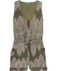 Matthew Williamson | Black Wings Printed Jersey Playsuit | Lyst