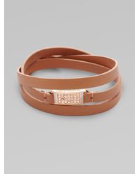 Michael Kors | Brown Leather Wrap Bracelet | Lyst