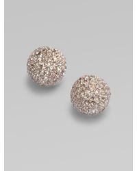 Michael Kors | Metallic Sparkling Pavé Button Earring | Lyst