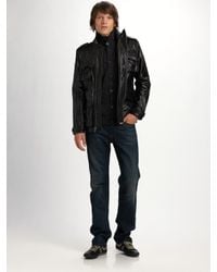 7 For All Mankind | Black Leather Utility Jacket for Men | Lyst