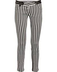 Lyst - Balmain Striped Low-rise Skinny Jeans in Black