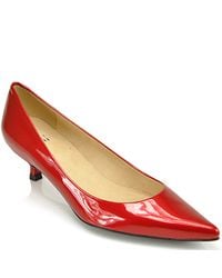 Stuart Weitzman | Brown Poco - Red Patent Tapered Pump | Lyst