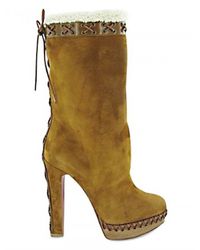 Christian Louboutin | Brown 140 Mm Step N Roll Suede Boots | Lyst