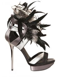 Diego Dolcini | Metallic 130mm Silk, Feather & Calfskin Sandals | Lyst