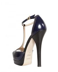 Fendi | Blue 125mm Brushed Calf Lizard Print Sandals | Lyst