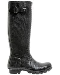 HUNTER | Black Snake Print Boots | Lyst