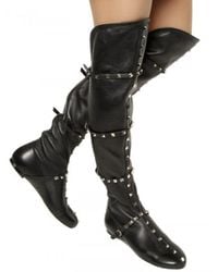 Valentino | Black Studded Stretch Nappa Boots | Lyst