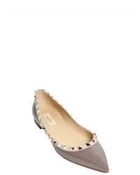 Valentino | Brown Patent Rock Studs Ballerina Flats | Lyst