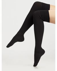 Falke | Black Ribbed Over-the-knee Socks | Lyst
