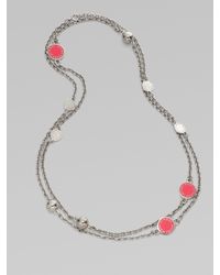 Marc By Marc Jacobs | Metallic Long Enamel Accented Station Necklace | Lyst