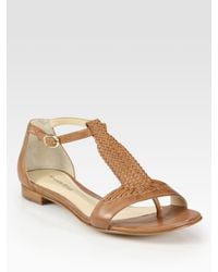 Alexandre Birman | Brown Woven Leather T-strap Sandals | Lyst