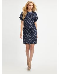 Saint Laurent | Blue Silk Starfish Dress | Lyst