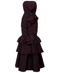Carolina Herrera | Brown Tiered Contrast Bow Gown | Lyst