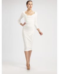 Donna Karan | White Ruched Jersey Dress | Lyst