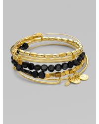 ALEX AND ANI | Black Expandable Wire Bracelet Set/onyx | Lyst