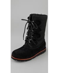 UGG | Black Suede and Shearling Lace-Up Boot | Lyst