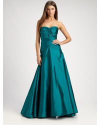 ML Monique Lhuillier | Green Strapless Taffeta Gown | Lyst