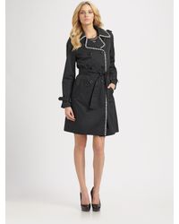 M Missoni | Black Striped-trim Trench Coat | Lyst