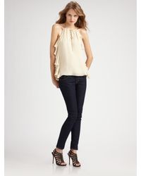 Parker | Black Ruffled Silk Halter Top | Lyst