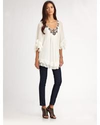 Rebecca Taylor | White Beaded Boho Blouse | Lyst