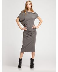 Helmut Lang | Gray Supple Off-the-shoulder Dress | Lyst