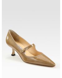 Manolo Blahnik | Natural Specari Patent Leather Mary Jane Pumps | Lyst
