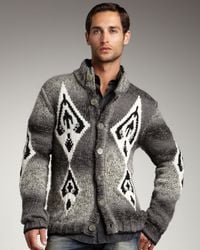 Just Cavalli | Gray Diamond-knit Cardigan for Men | Lyst
