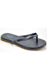 TKEES | Blue Liners - Navy Leather Thong Sandal | Lyst