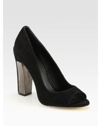 B Brian Atwood | Black Pavani Suede Peep Toe Pumps | Lyst