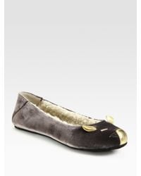 Marc By Marc Jacobs | Gray Sleep Mouse Velvet Shearling-lined Slippers | Lyst