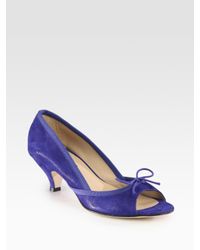 Repetto | Blue Nicky Metallic Suede Peep Toe Pumps | Lyst