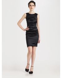 Dolce & Gabbana | Black Ruched Satin Dress | Lyst