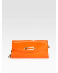 Jimmy Choo | Orange Small Patent Leather Clutch | Lyst