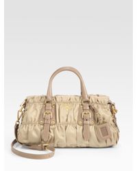 Prada Tessuto Gaufre Satchel in Beige (camel) | Lyst