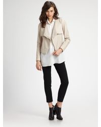 Theory | Pink Kanya Draped Leather Jacket | Lyst