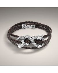 John Hardy | Brown Leather Triple Wrap Bracelet with Dragon Accent | Lyst