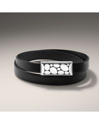 John Hardy | Black Leather Double Wrap Bracelet with Magnetic Clasp for Men | Lyst
