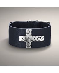 John Hardy | Blue Leather Bracelet with Cross Accent for Men | Lyst