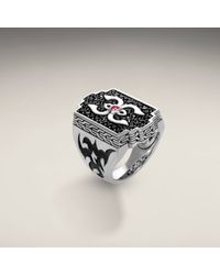 John Hardy | Black Rectangular Ring for Men | Lyst